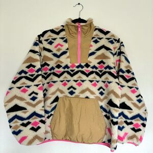 Levi's Multicolor Arizona Mock Neck Half Zip Sherpa Pullover Jacket Small